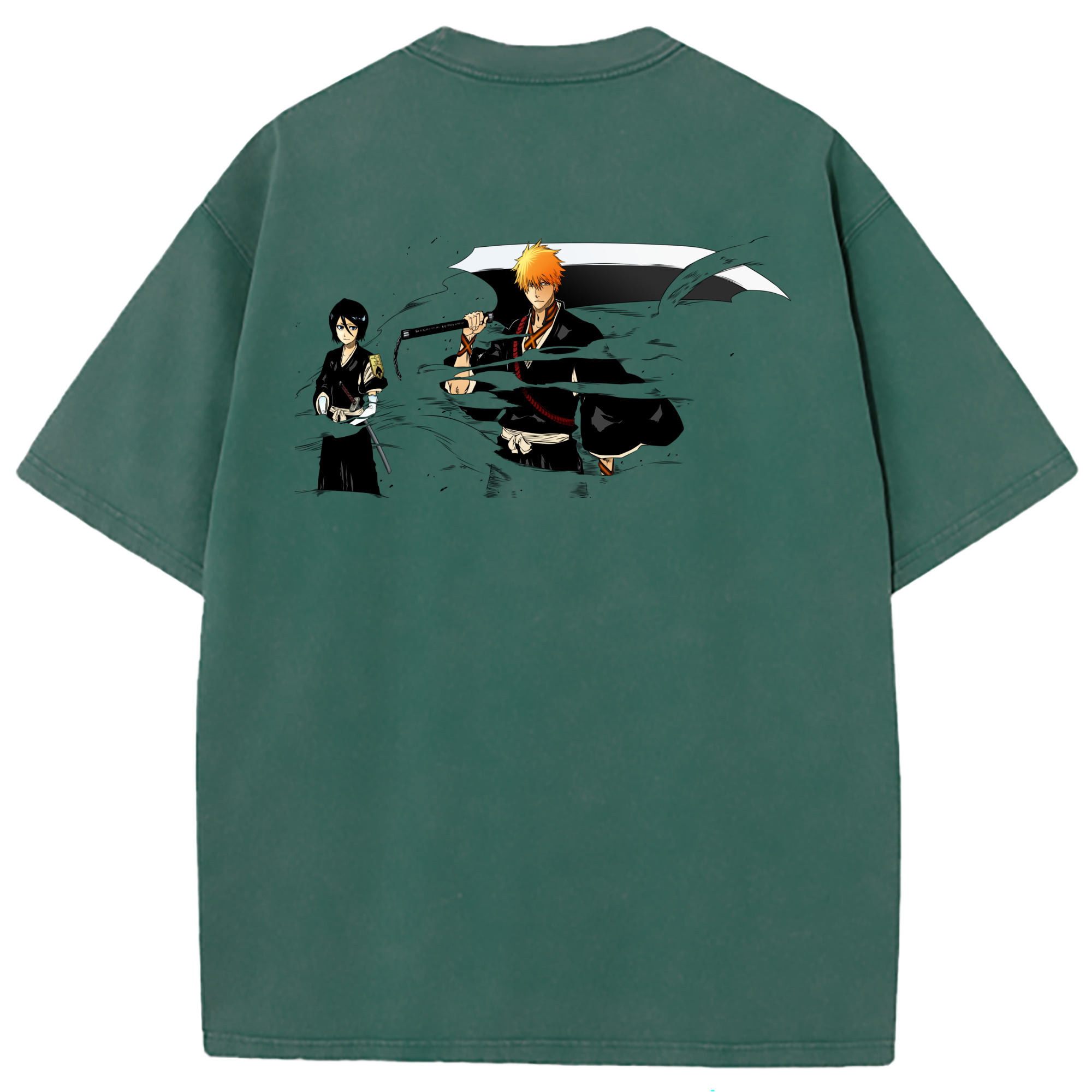 （画像用） ブリーチ 黒崎一護（くろさき いちご）BLEACH Kurosaki Ichigo 綿100% ヴィンテージ風 半袖Tシャツ（背面プリント）